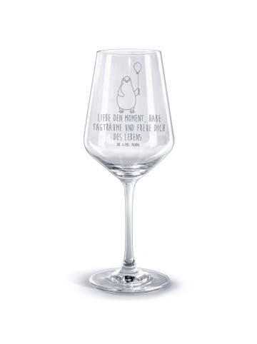 Mr. & Mrs. Panda Rotwein Glas Pinguin Luftballon mit Spruch in Transparent