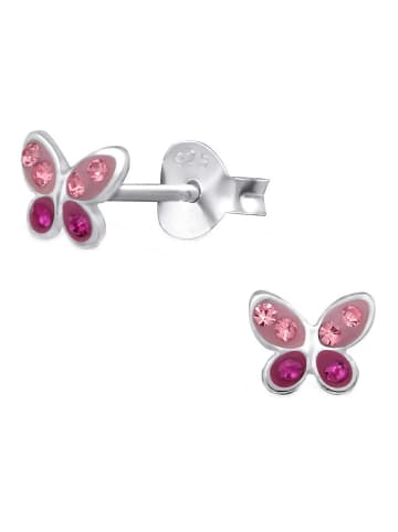 schmuck23 Ohrringe 925 Silber Schmetterling in Pink