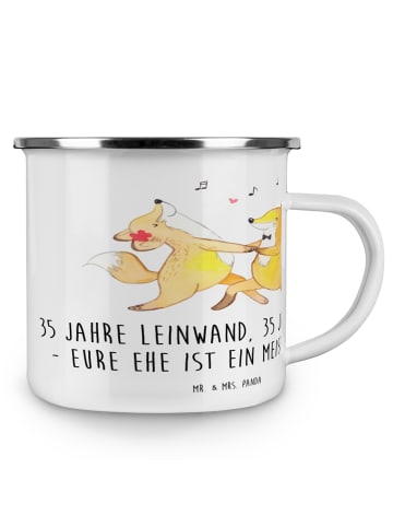 Mr. & Mrs. Panda Kaffeetasse 35. Hochzeitstag Leinwandhochzeit m... in Weiß