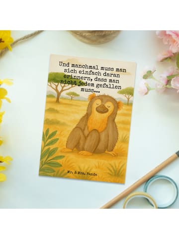 Mr. & Mrs. Panda Ansichtskarte Affe Design mit Spruch in Weiß