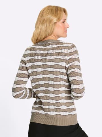 Sieh an! Ajour-Pullover in sesam-ecru-gemustert