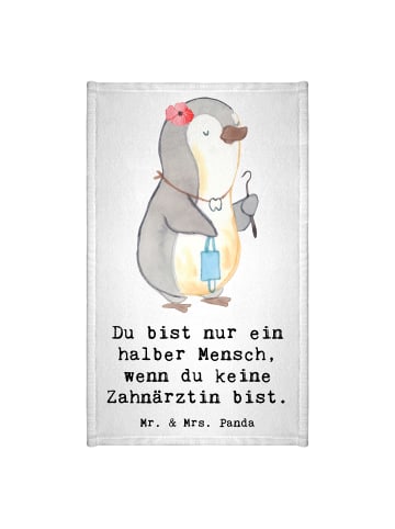 Mr. & Mrs. Panda Gästehandtuch Zahnärztin Herz mit Spruch in Weiß