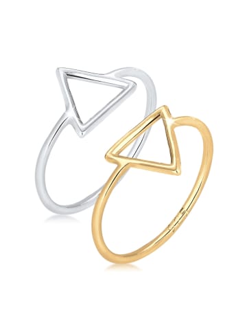 Elli Ring 925 Sterling Silber Bi Color_Tri Color, Dreieck, Geo, Ring Set in Silber