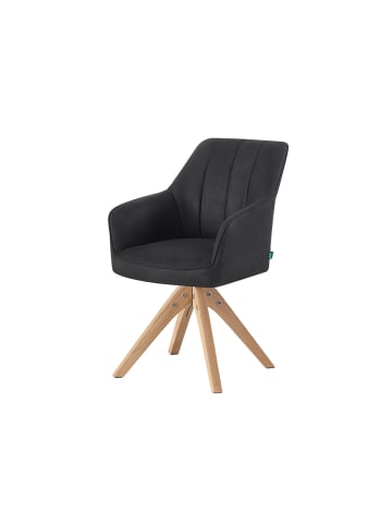 DUBI Möbel 2er-Set: Drehstuhl THOMAS-ELLY in Wildleder-Schwarz - (B)57 x (H)85 x  (T)62 cm