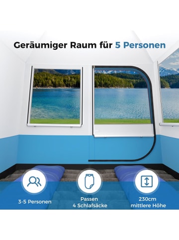 COSTWAY Campingzelt für 5 Personen in Blau