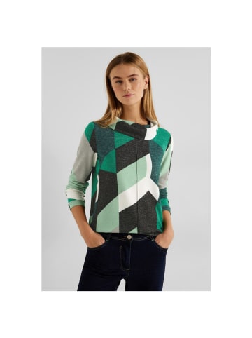 Cecil Langarmshirt in cosy easy green melange