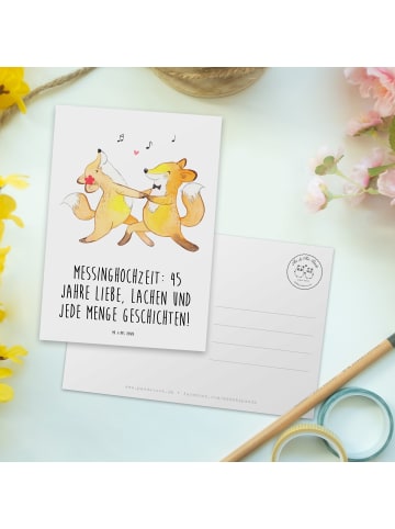 Mr. & Mrs. Panda Postkarte 45. Hochzeitstag Messinghochzeit mit ... in Weiß