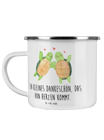 Mr. & Mrs. Panda Camping Emaille Tasse Gastgeschenke Dankeschön ... in Weiß