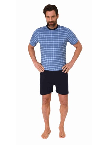 NORMANN Pflegeoverall kurzarm EteileSchlafanzug Reissverschluss - 77806 in blau