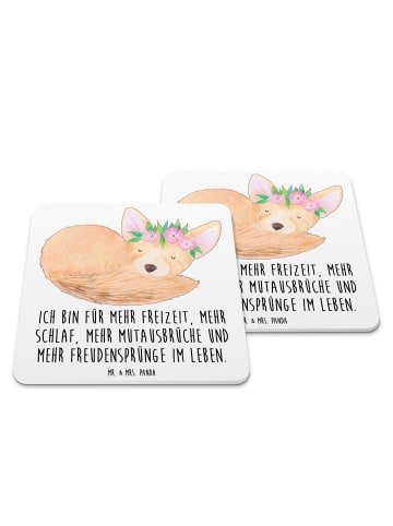 Mr. & Mrs. Panda Untersetzer für Gläser Wüstenfuchs Blumen mit S... in Weiß