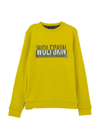 Jack Wolfskin Pullover Slogan Sweater Baumwolle in Gelb