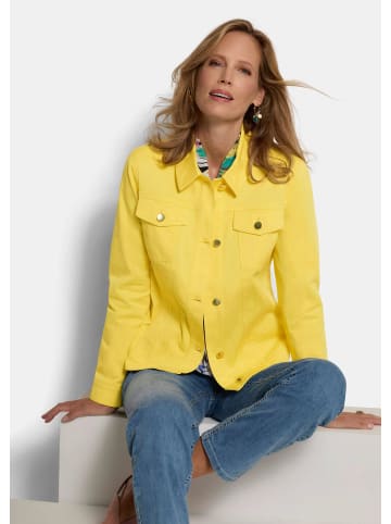 GOLDNER Kurzgröße:  Baumwolljacke mit edlen Ziernähten in gelb