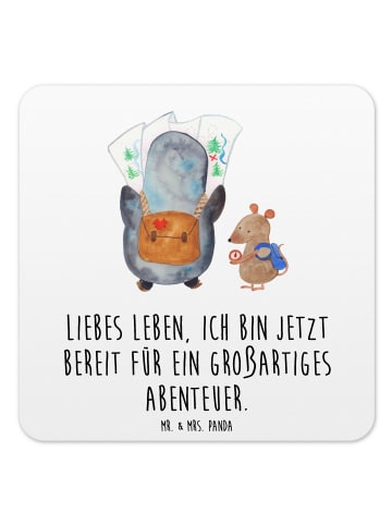 Mr. & Mrs. Panda Untersetzer Set Pinguin & Maus Wanderer mit Spruch in Weiß