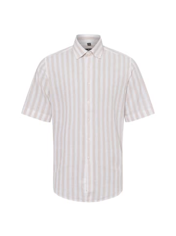 Nils Sundström Freizeithemd mit Leinen-Anteil in beige weiß - 0006