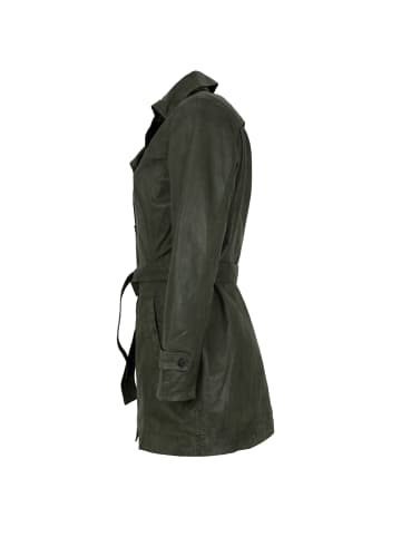 MADDOX Leder-Trenchcoat Lammnappa in Oliv