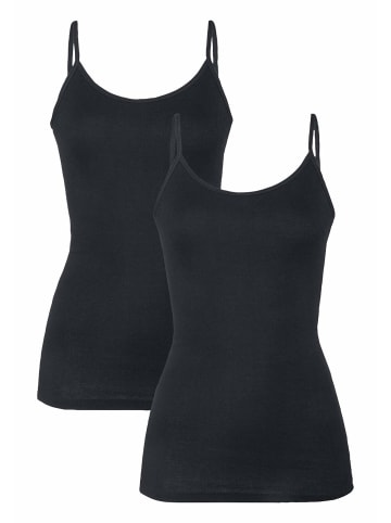 Hessnatur Spaghetti Top Fitted 2er-Set in schwarz