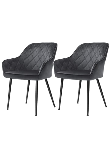 SONGMICS 2er-Set: Esszimmerstuhl in Grau-Schwarz - (B)62.5 x (H)85 x (T)60 cm