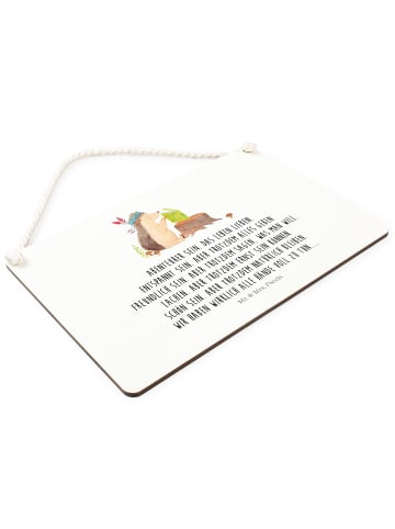 Mr. & Mrs. Panda Schild Igel Federschmuck mit Spruch in Weiß