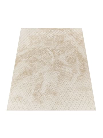 KADIMA DESIGN Hochflor Teppich waschbar Unifarben Struktur Schlafzimmer in Creme
