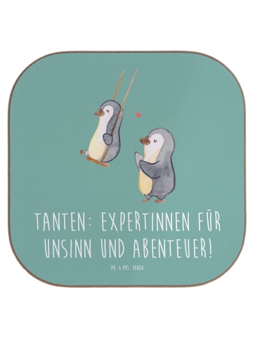 Mr. & Mrs. Panda Getränkeuntersetzer Tante Abenteuer mit Spruch in Meeresbrise