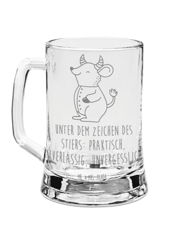 Mr. & Mrs. Panda Bierkrug Stier Astrologie mit Spruch in Transparent