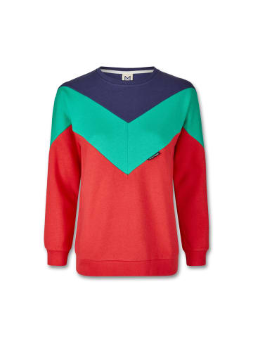 MANITOBER Cut & Sew Sweatshirt in Red/Green/Navy