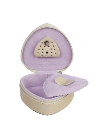 Windrose Merino Schmuckkasten Leder 9.5 cm in beige