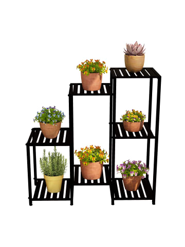 relaxdays Blumenregal in Schwarz - (B)80 x (H)81 x (T)28,5 cm