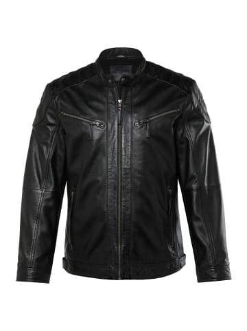 Men Plus Lederjacke in schwarz