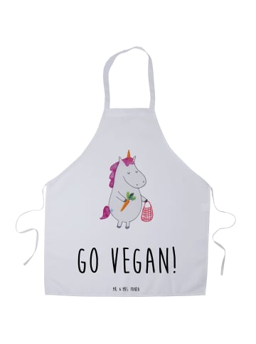Mr. & Mrs. Panda Kochschürze Einhorn Vegan mit Spruch in Weiß