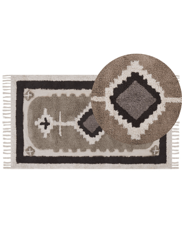 Beliani Kurzflor GEYVE in Beige/Braun - (W) 80 x (H) 1 x (L) 150 cm