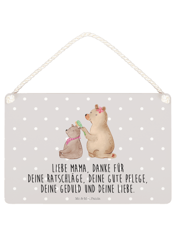 Mr. & Mrs. Panda Schild Bär Kind mit Spruch in Grau Pastell