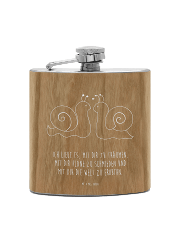 Mr. & Mrs. Panda Flachmann Schnecken Liebe mit Spruch in Braun