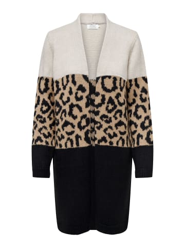 ONLY Leopardenmuster Strick-Cardigan mit offener Front in Braun