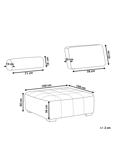Beliani Sofaelement TIBRO in Weiß/Braun - (W) 100 x (H) 40 x (L) 100 cm