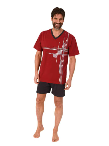 NORMANN Shorty Schlafanzug kurzarm Pyjama Frontprint Übergrösen in rot