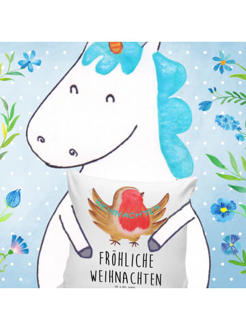 Mr. & Mrs. Panda Kissen 40x40 Rotkehlchen Weihnachten mit Spruch in Weiß