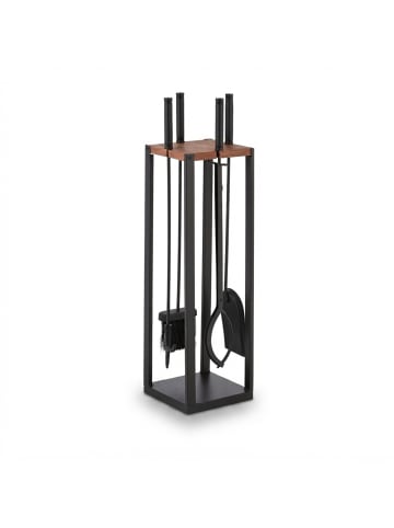 relaxdays 5-tlg. Kaminbesteck-Set in Schwarz/ Braun