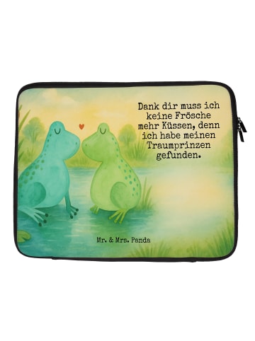 Mr. & Mrs. Panda Laptop Tasche Frosch Liebe Design mit Spruch in Weiß