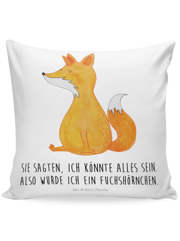 Mr. & Mrs. Panda 40x40 Kissen Einhorn Fuchs mit Spruch in Weiß