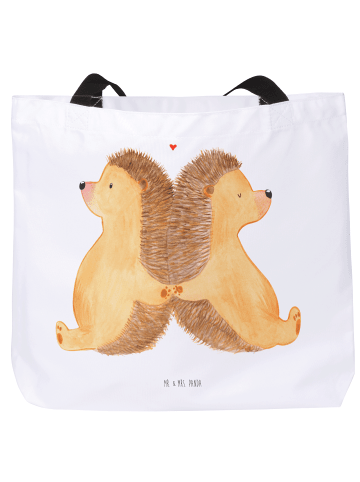 Mr. & Mrs. Panda Strandtasche Igel händchenhaltend ohne Spruch in Weiß