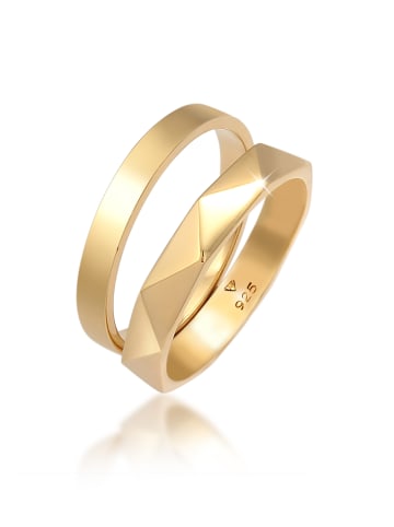Elli Ring 925 Sterling Silber Ring Set, Geo in Gold