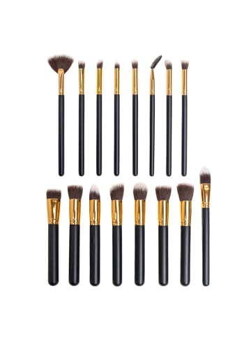 Intirilife Make Up Pinsel Set 16-tlg synthetisches Pinselhaar Schminkpinsel in Schwarz