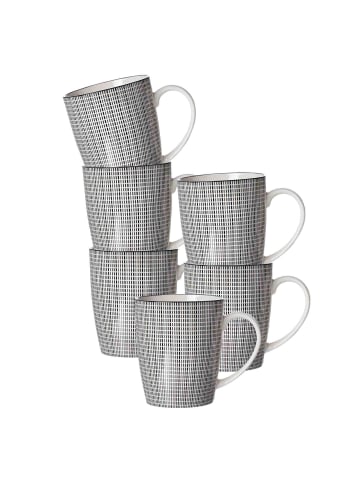 Ritzenhoff & Breker 6er Set Henkelbecher Takeo Stripes 350 ml in schwarz-weiß