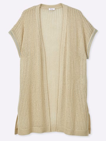 sheego Long-Strickweste in sand