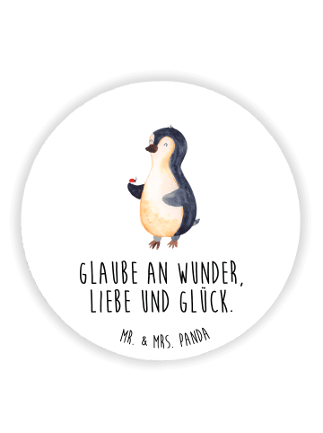 Mr. & Mrs. Panda Rund Magnet Pinguin Marienkäfer mit Spruch in Weiß