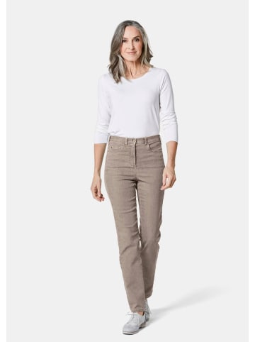 GOLDNER Damen Jeans Slim Fit LOUISA mit Stretch-Anteil in taupe