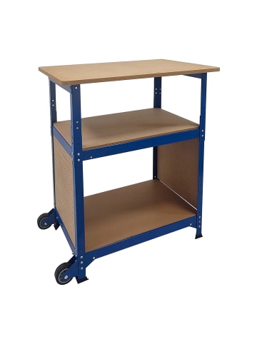relaxdays Werkbank in Blau/ Natur - (B)72,5 x (H)69,5 x (T)50 cm