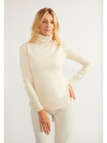 usha WHITE LABEL Strick Rollkragenpullover in Wollweiss