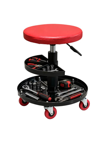 relaxdays Werkstatthocker in Rot - (H)42-56 x ø38 cm